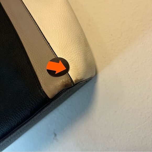 Gemma Large Tri-Color Pebbled Leather Tote black white grey laptop purse bag - Picture 13 of 16